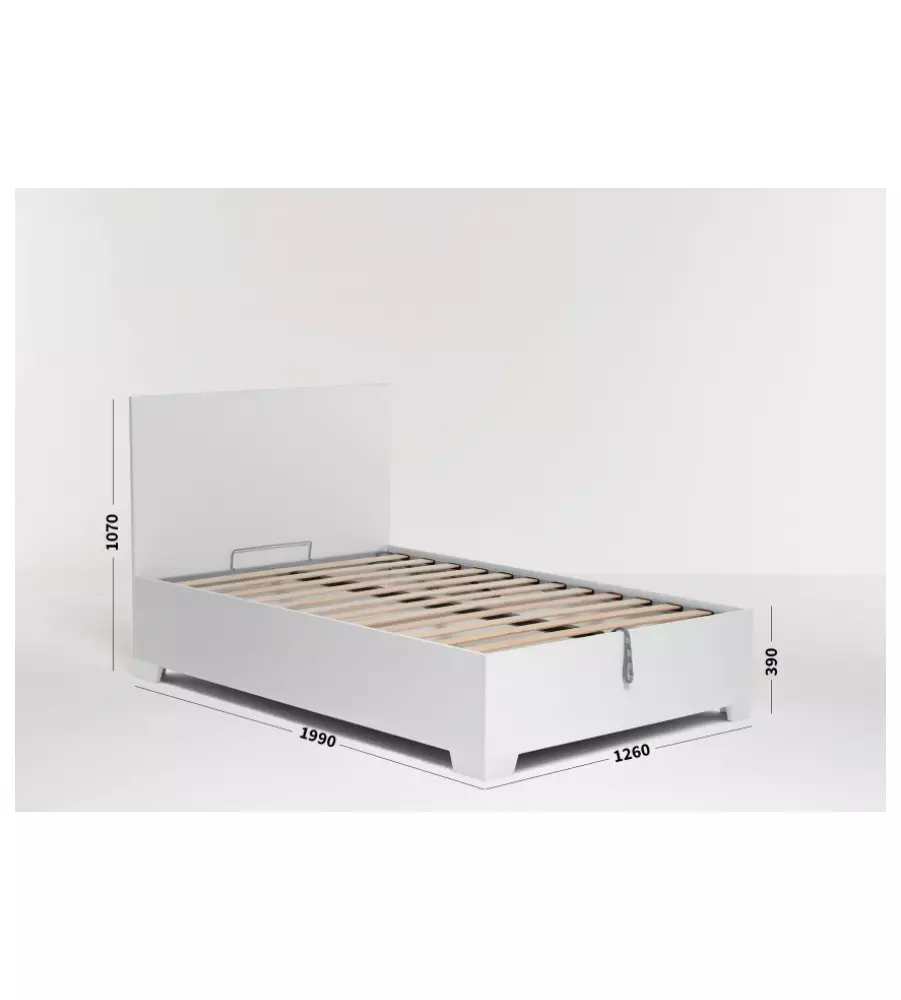 LETTO PIAZZA E MEZZA CONTENITORE CON PIEDINI "HI BOX" BIANCO 120X190 CM